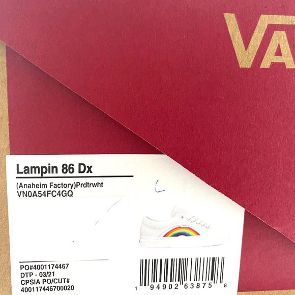 Vans Mens Sneakers LAMPIN 86 DX LGBTQIA White Canvas Rainbow Size VN0A54FC4GQ - Picture 10 of 11